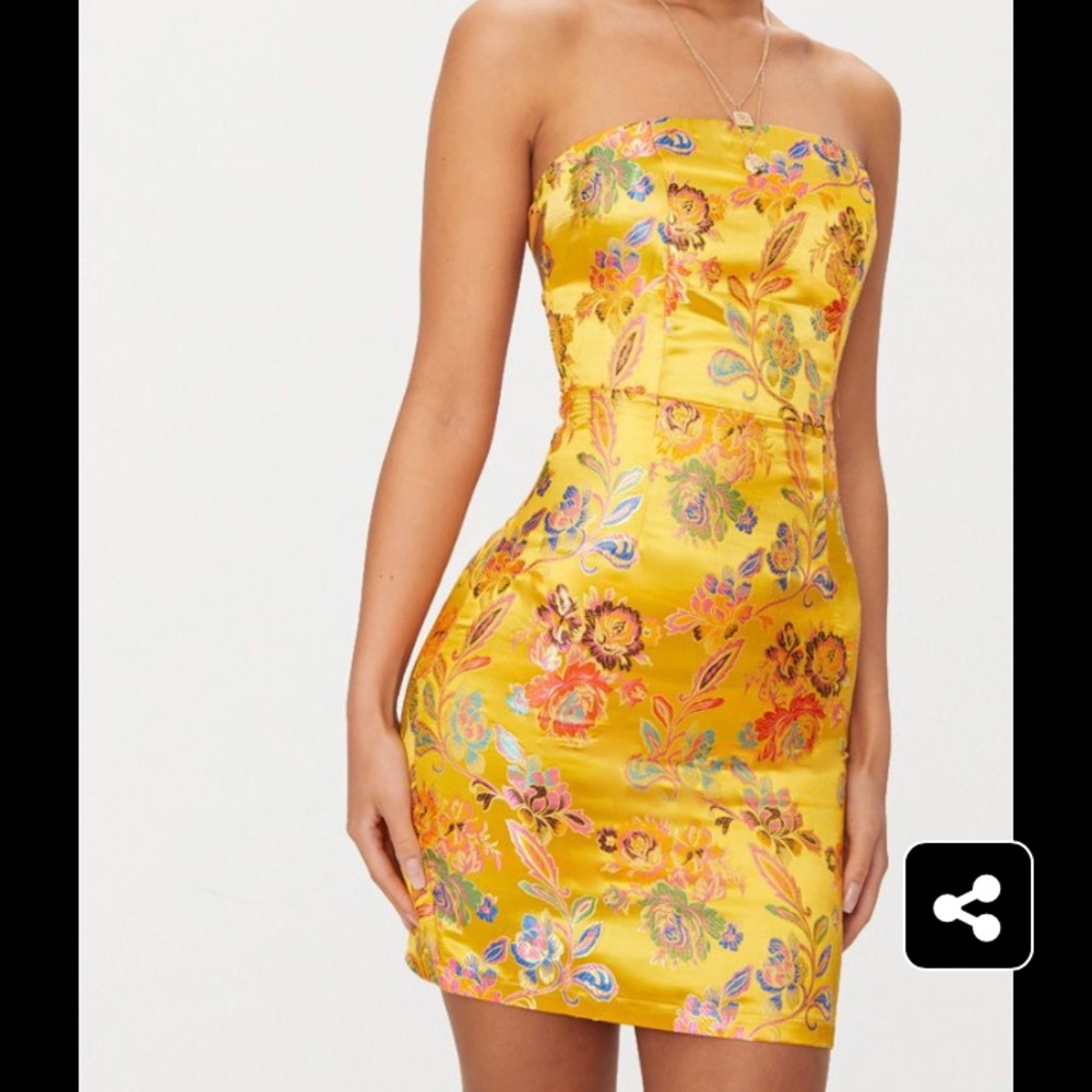[ SOLD ] Satin Bandeau Lace Up Back Bodycon Dress